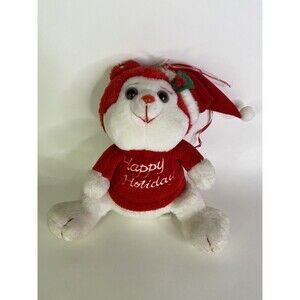 Vintage Fun World Happy Holiday Christmas Teddy Bear Stuffed Animal Plush Toy